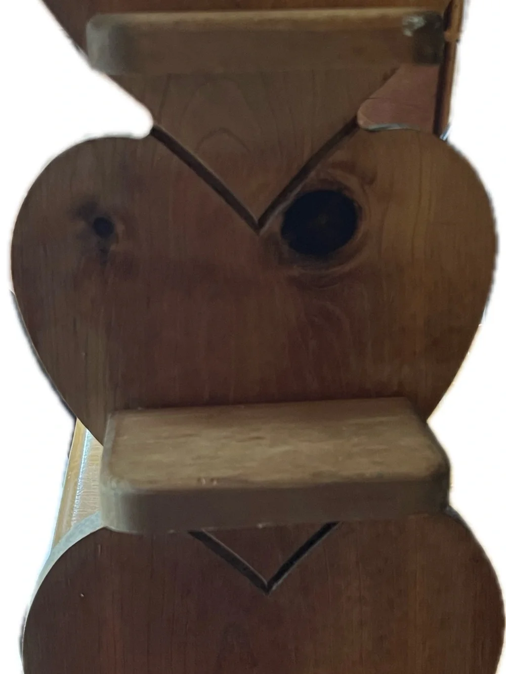 Vintage 3 Tier Wooden Heart Shape Shelf w. Peg Cottage Country
